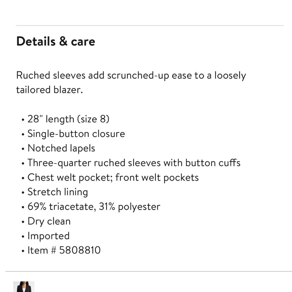 $395 Cinq a Sept Khloe Ruched Sleeve Blazer Ivory White Single Button Size 2 - Picture 6 of 12